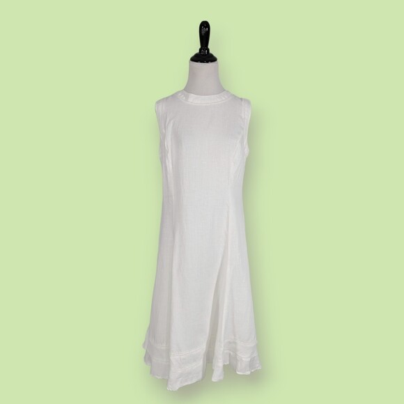 Malvin‎ Hamburg Germany I Love Linen White Linen Dress Size 8 100% Linen - Picture 1 of 6